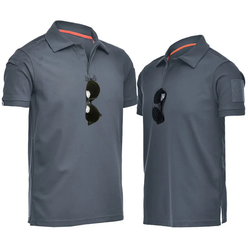 Sport T Shirt Tactical T-Shirt Lapel Loose Summer T-Shirt Quick Drying Short Sleeves Men Elastic Summer Outdoor Camping Hiking