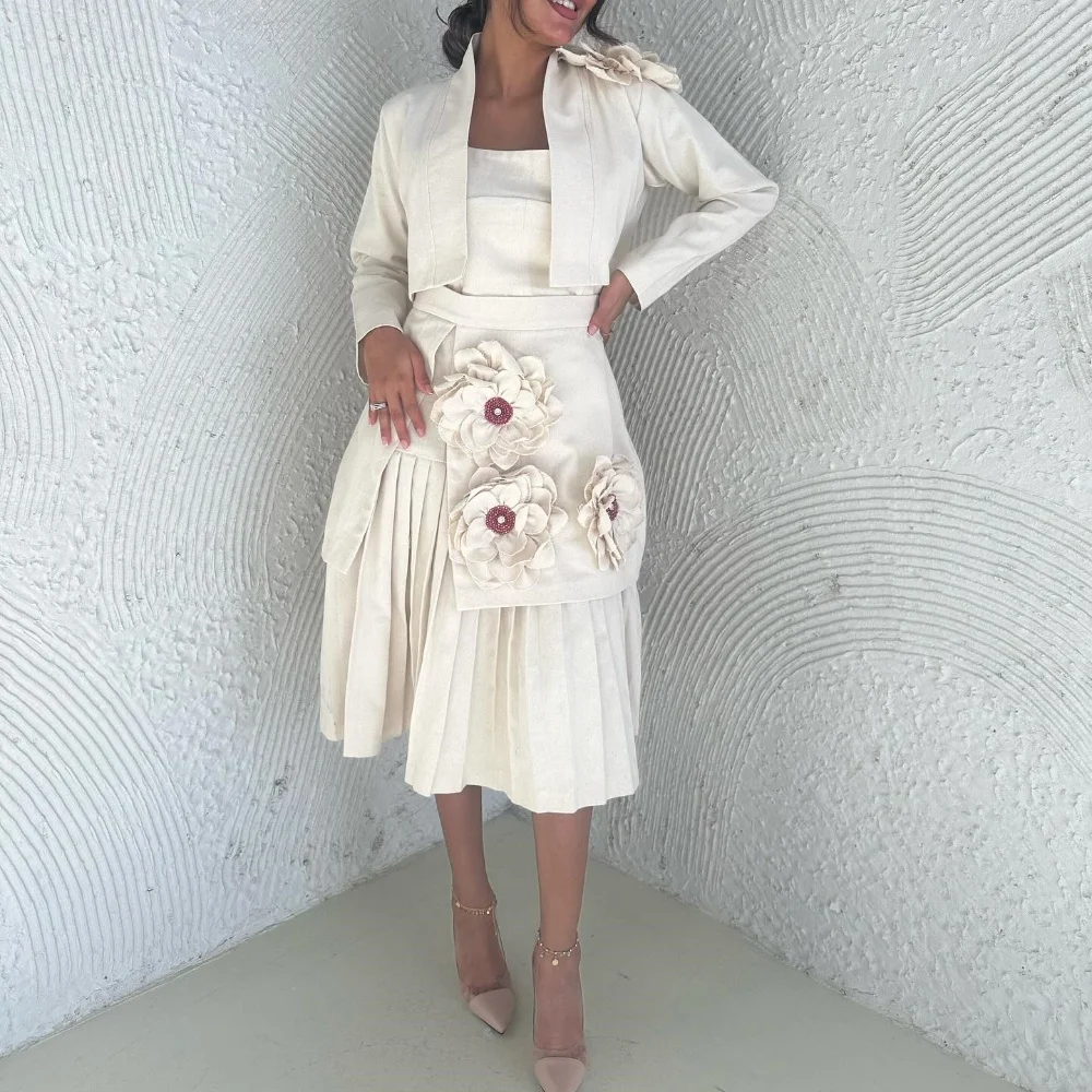 

Intricate High Quality Jersey Handmade Flower Sash Pleat A-line Square Neck Knee Length Dresses Cocktail Dresses Fashion Retro