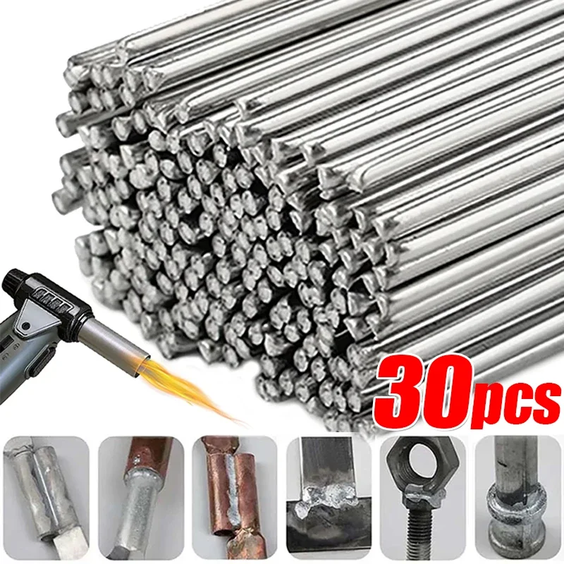 30/10Pcs Low Temperature Easy Melt Aluminum Universal Silver Welding Rod Cored Wire Rod Solder No Need Solder Powder Weld Bar