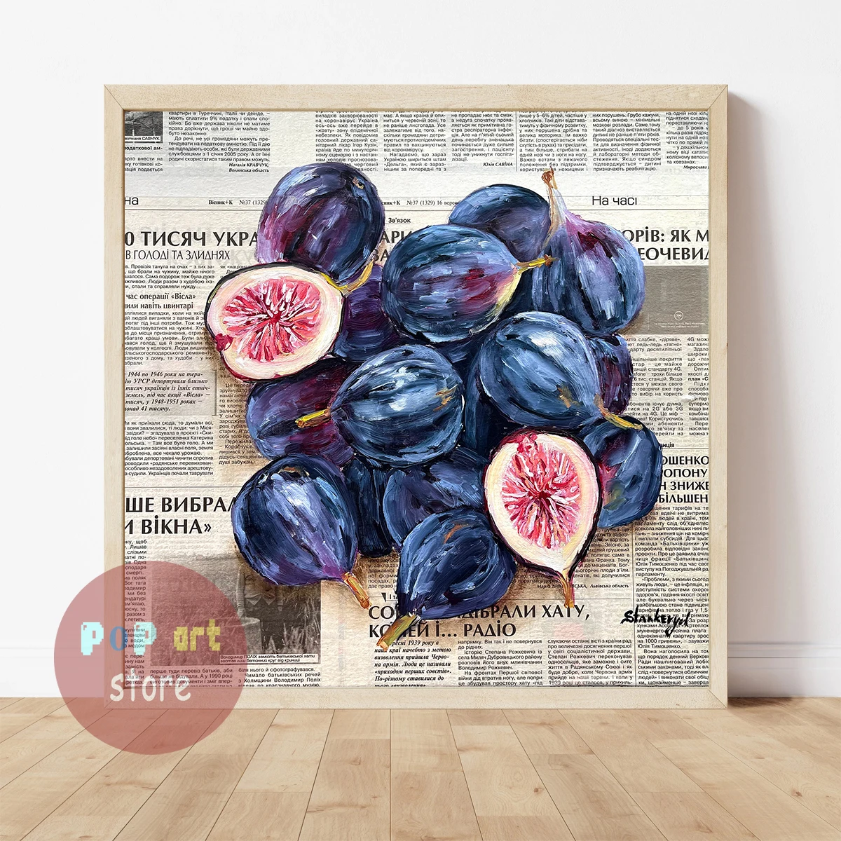 thumbnail image 1 of Pintura al óleo de frutas y verduras, póster artístico de periódico, impresión en lienzo, decoración artística de frutas, decoración estética para cocina y comedor, 1 of 5