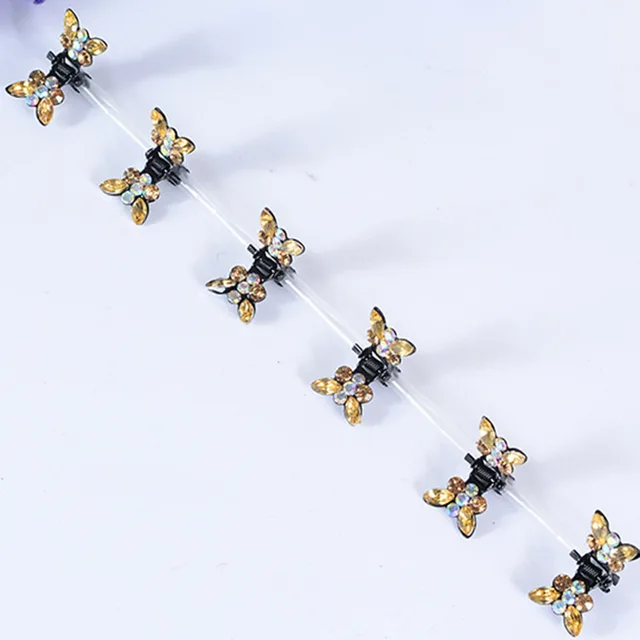 ncmama 12pcs/set Mini Rhinestone No-Slip Grips Hair Clips for Women Girls Glitter Teeth Metal Clamps Flower Hair Accessories 12pcs G