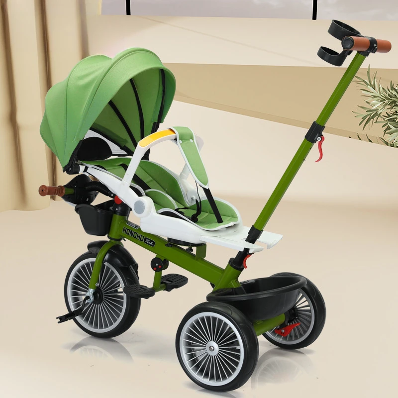 Multifunctional 4-in-1 children's three-wheel stroller Baby Tricycle Stroller Rotatable and Reclining Baby Carriage Foldable baby stroller
