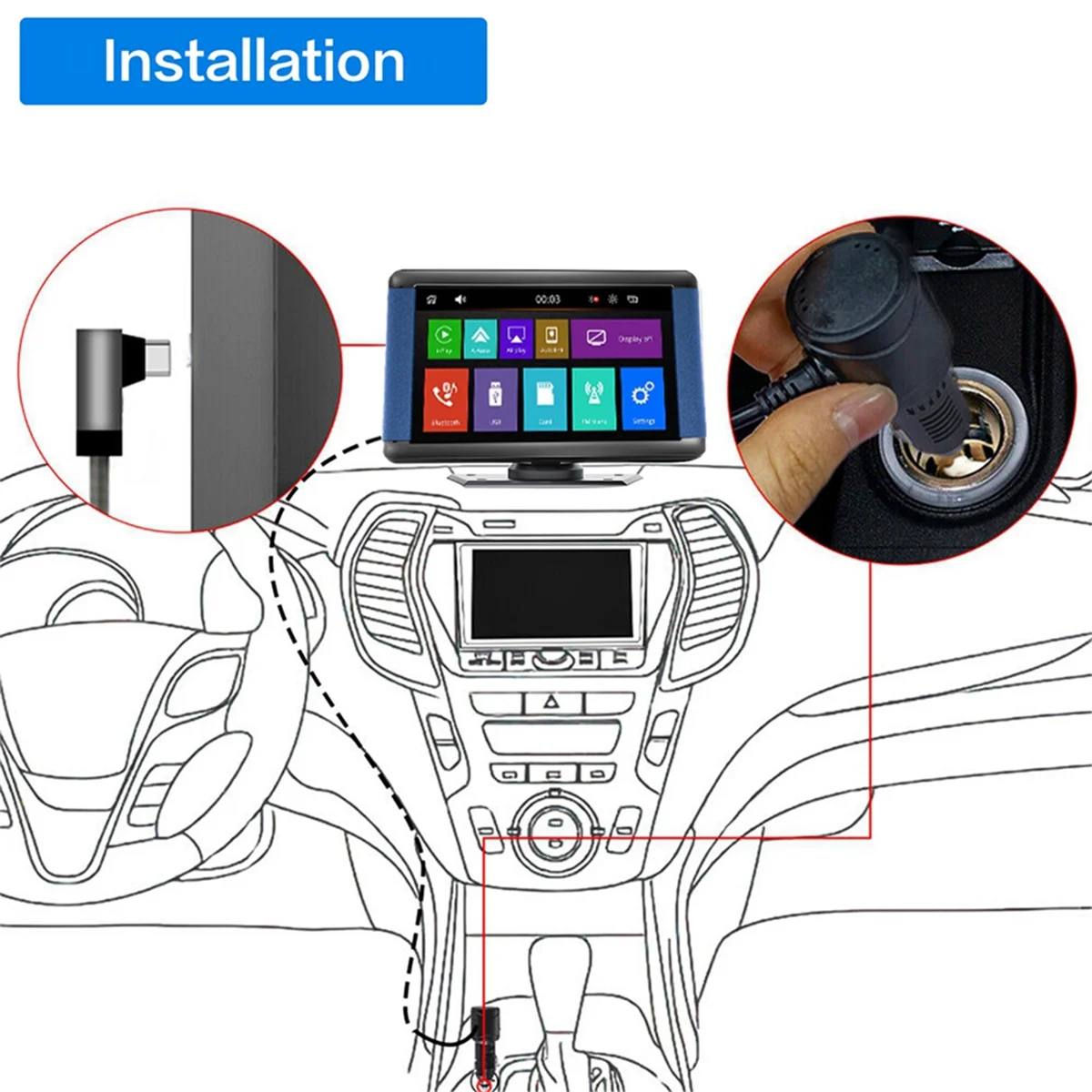 

7Inch Car Capacitive Touch Navigation Screen Wireless CarPlay and Android Auto Car Portable Player with AHD