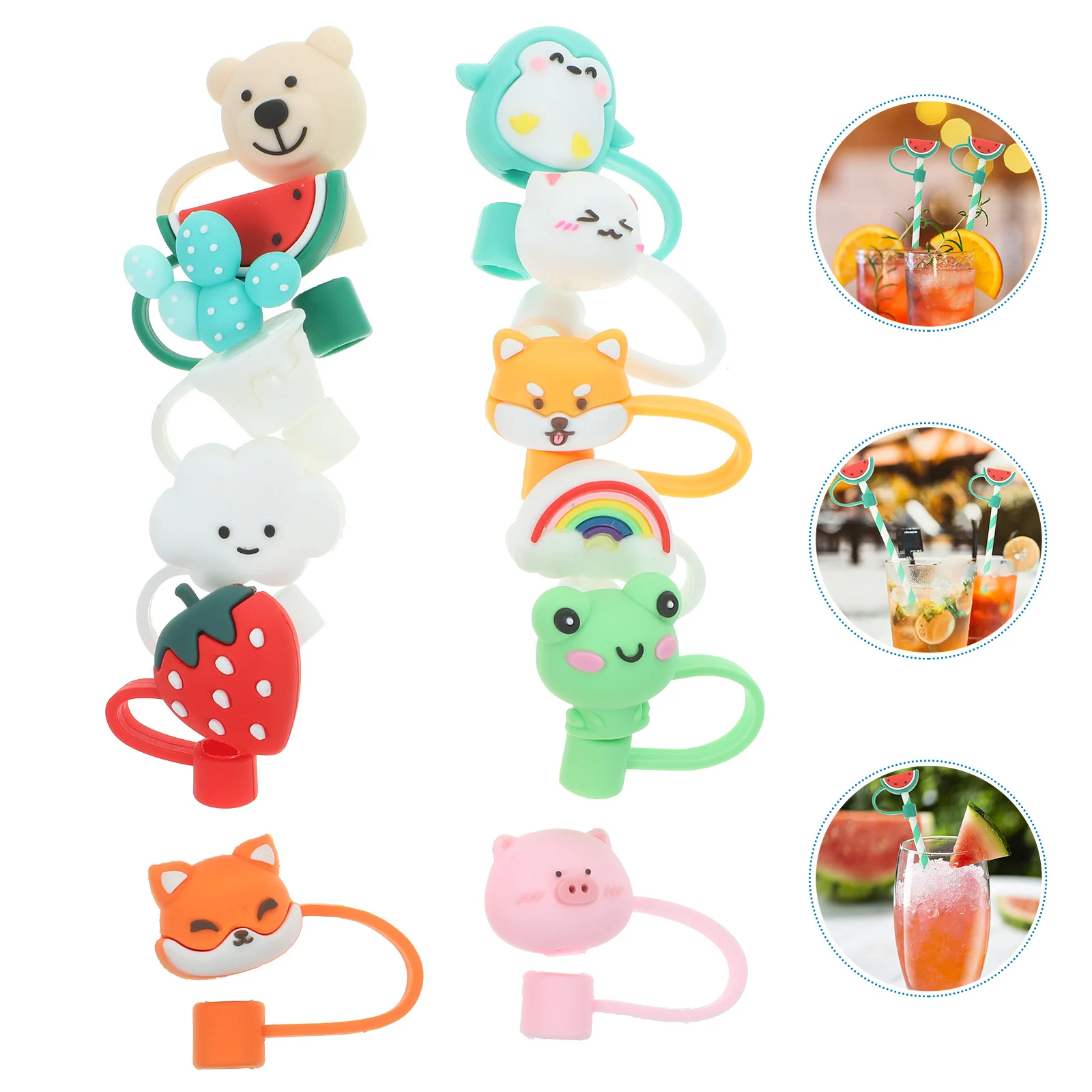 

12Pcs Straw Cap Covers Drinking Straw Covers Decorative Straw End Toppers Washable Straw Protectors