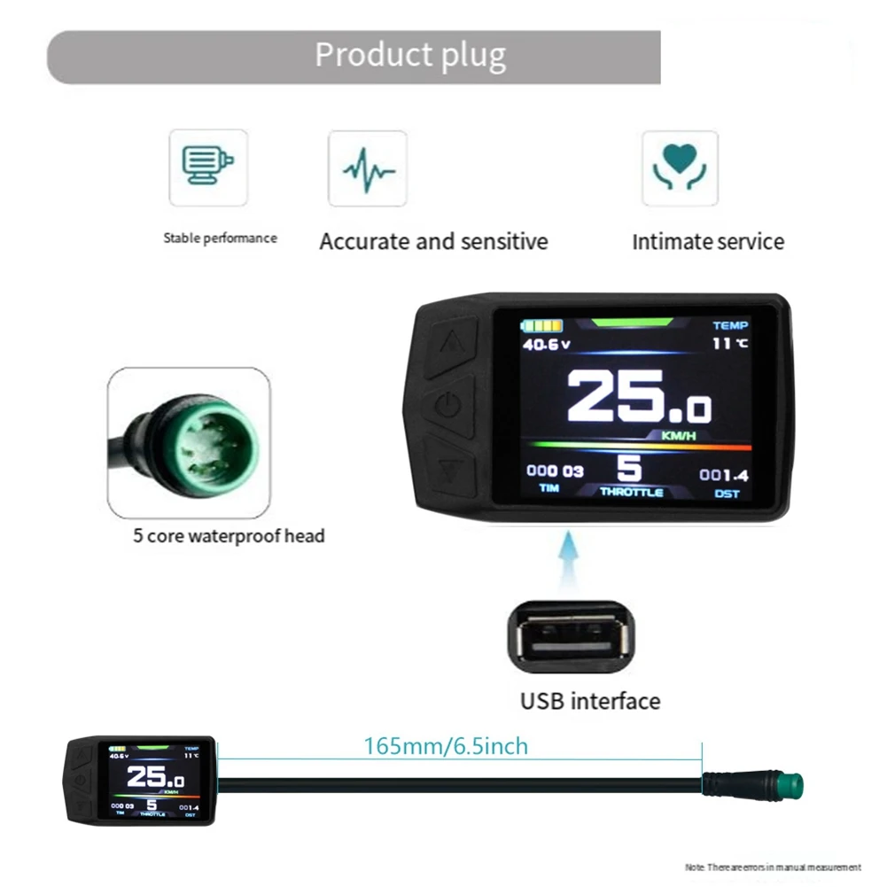T27C Ebike Display for KT TF01U 24V 36V 48V Intelligent Colorful LCD Meter Waterproof Joint Electric Bicycle Meter