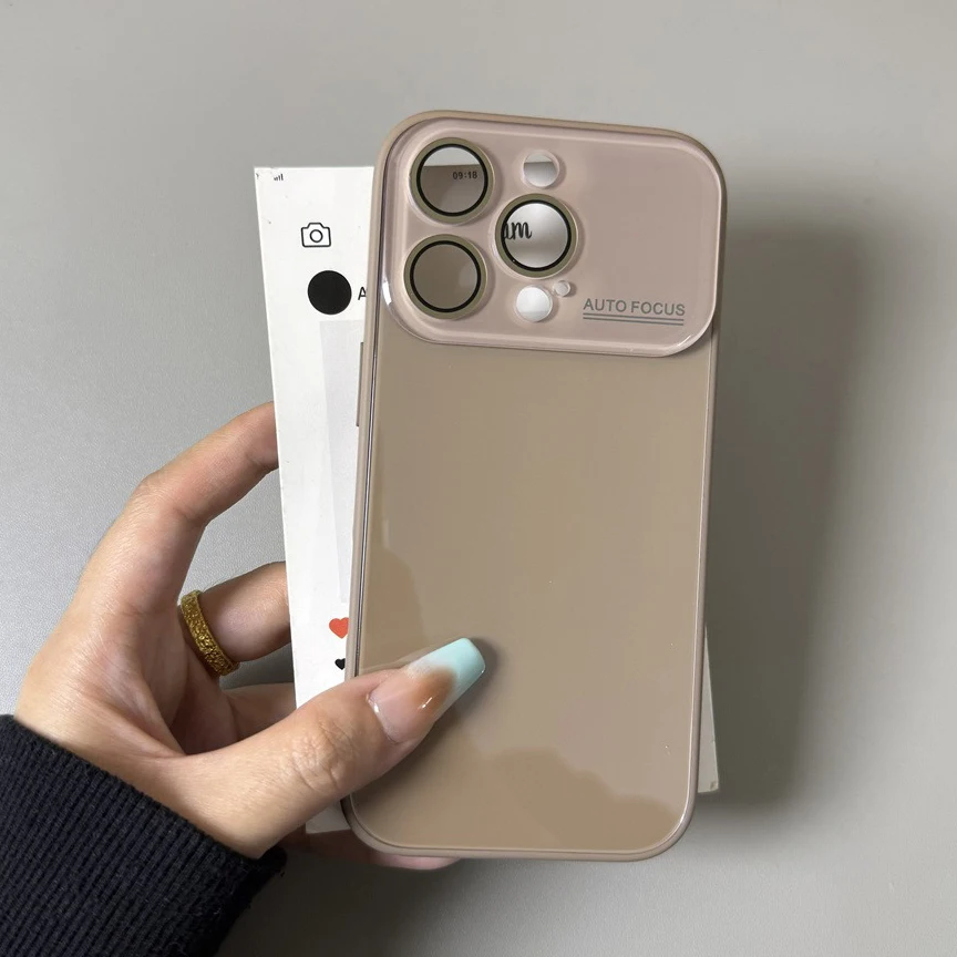 Candy Color Glass Shockproof Case with Camera Lens Protection and Hard Back Cover
