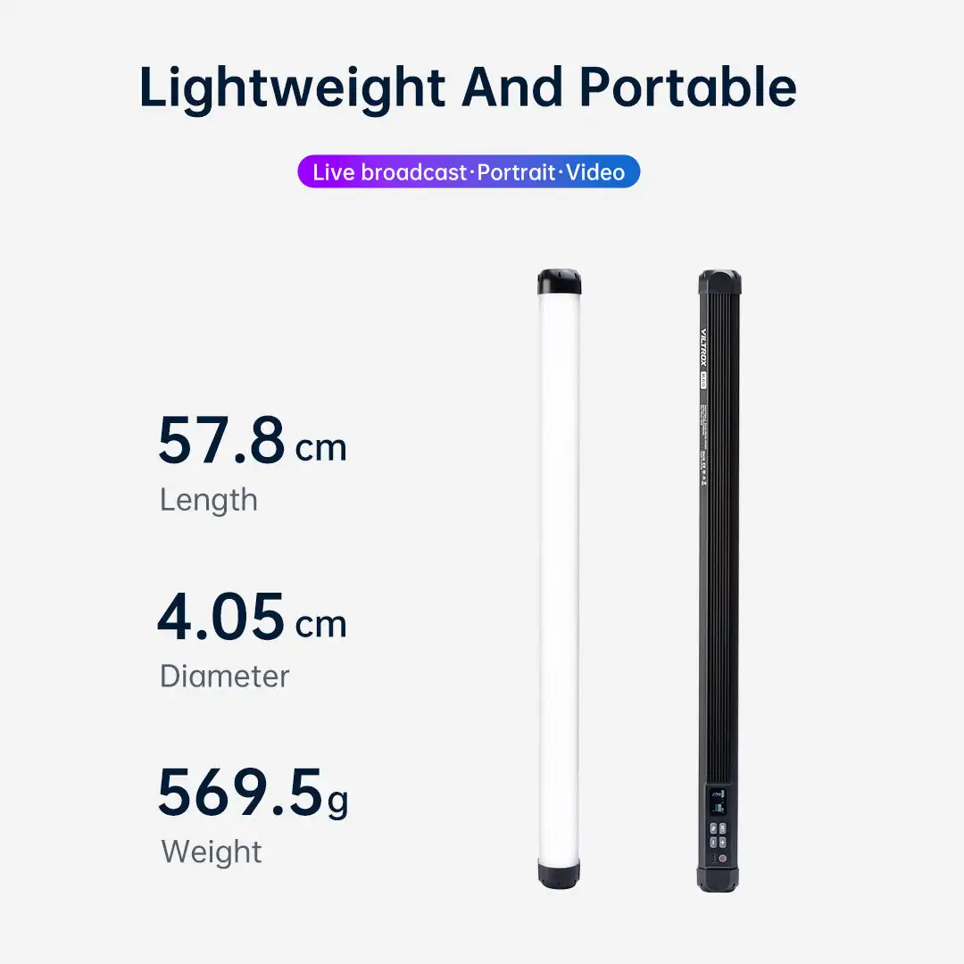 K60 RGB LED Stick Light 20W Handheld Tube Wand Stick 2500K-8500K Photography Lig