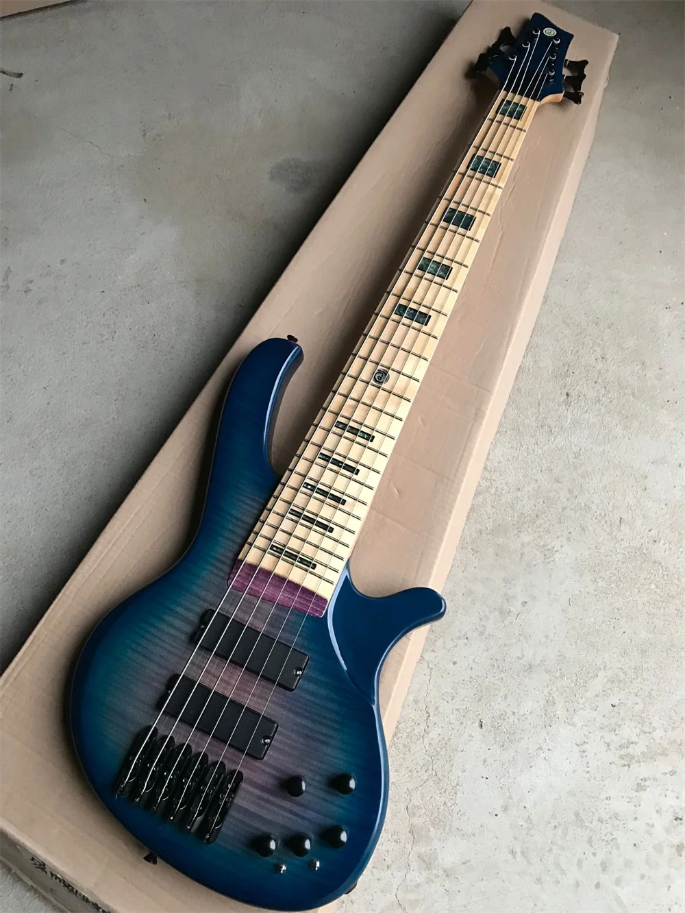 

Factory Custom 6 Strings Blue Body Electric Bass Guitar with Black Hardware,Maple Neck Offer Customized