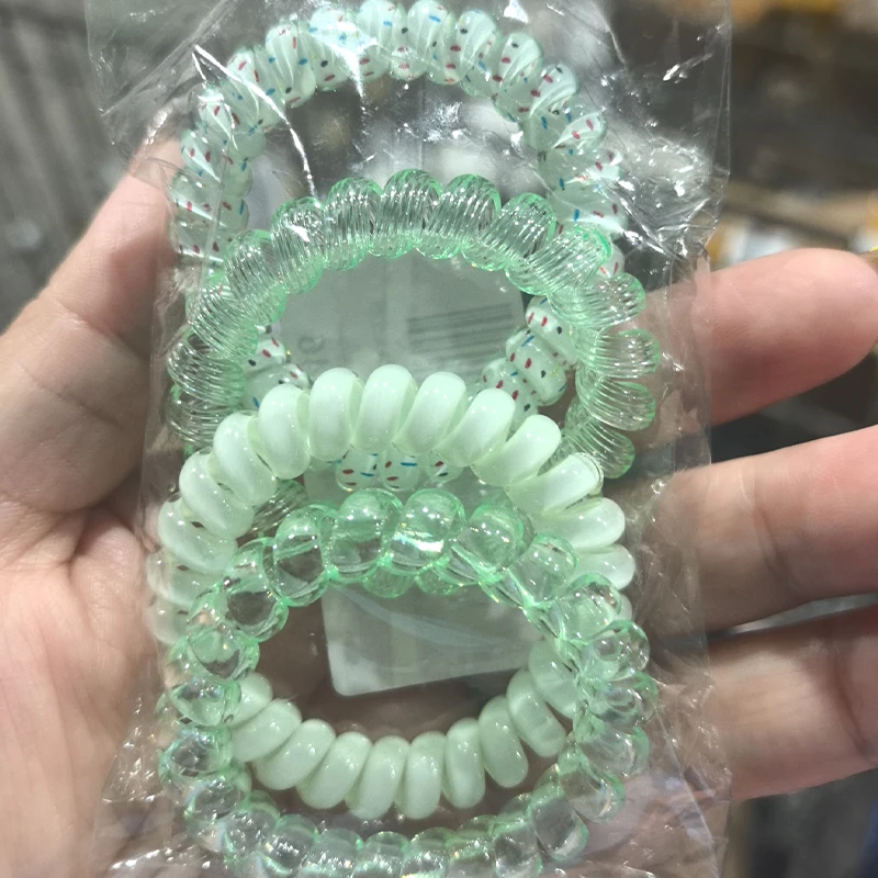 Set of 4 Spiral Hair Ties - Elastic Headbands & Scrunchies