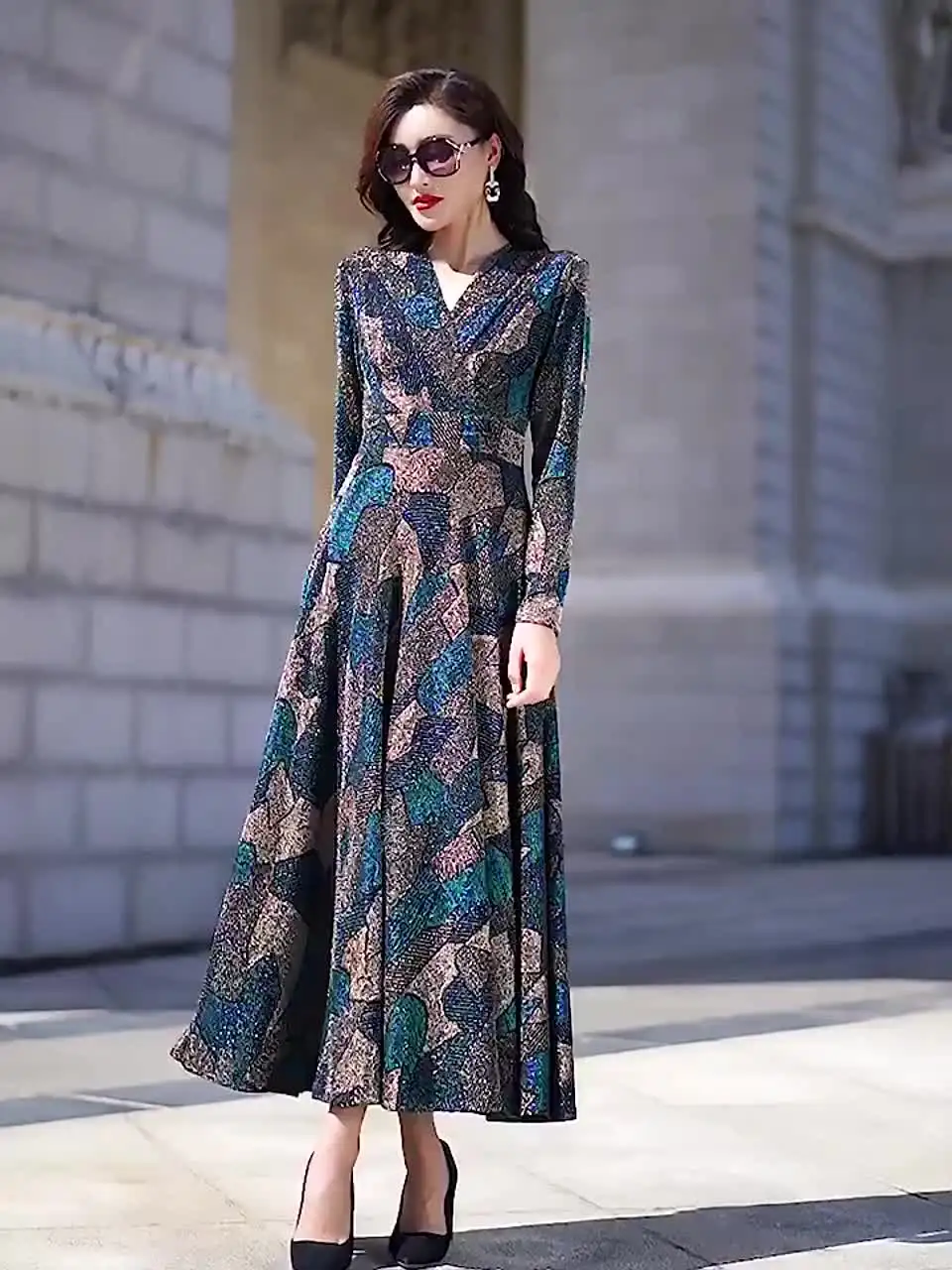 black dress layering Stretchy Above-the-Knee Layering Midi Dress main image 1