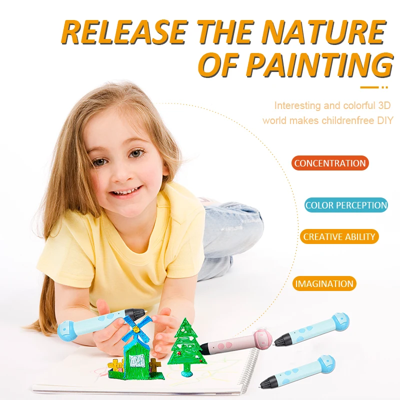 3D Pen Professional Printing 3D Pen with OLED Display Pens for School Kids Birthday Gift DIY 3D Printing Educational DIY Toy