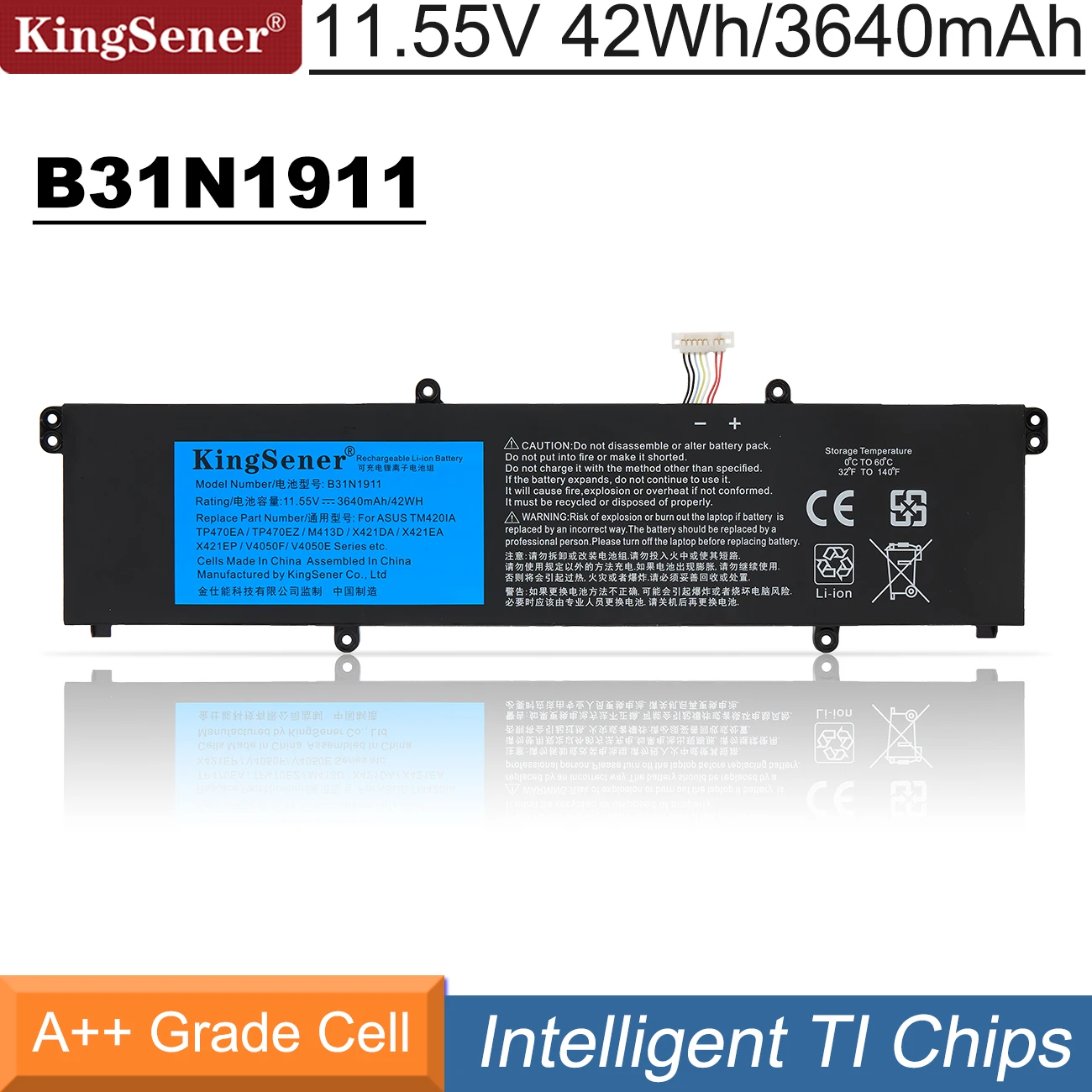 Kingsener B31n1911 Bateria para Asus Vivobook Flip 14 Tm420ia Tp470ea M413da M413da-ek162t M413da-ek007t X421da X421ea C31n1911