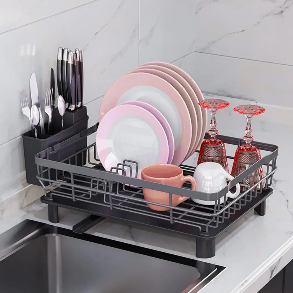 2 Tiers Dish Drying Rack with Drain Tray Dish Drainer Organizer Rack  Utensils Holder Dish Rack for Cabinet Restaurant Countertop - AliExpress