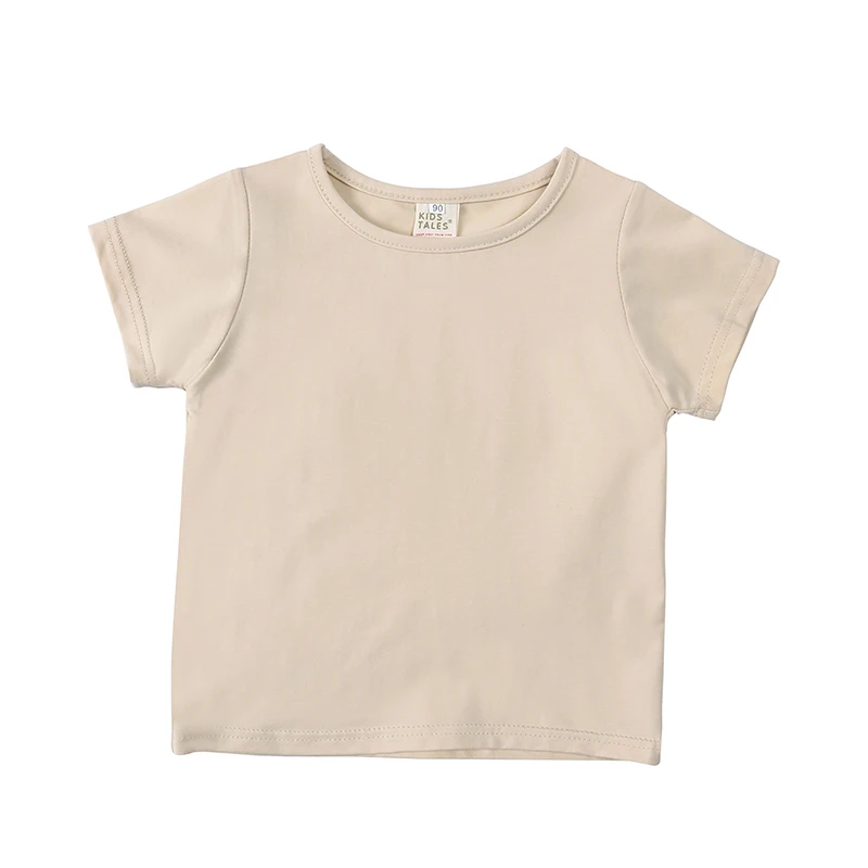 Description Picture 6 of item2025 Summer Baby Boys Shirts Cotton T-Shirts Solid Color Tops For Newborn Girls Short Sleeve Kids Toddler Tees Clothing 3M-3T