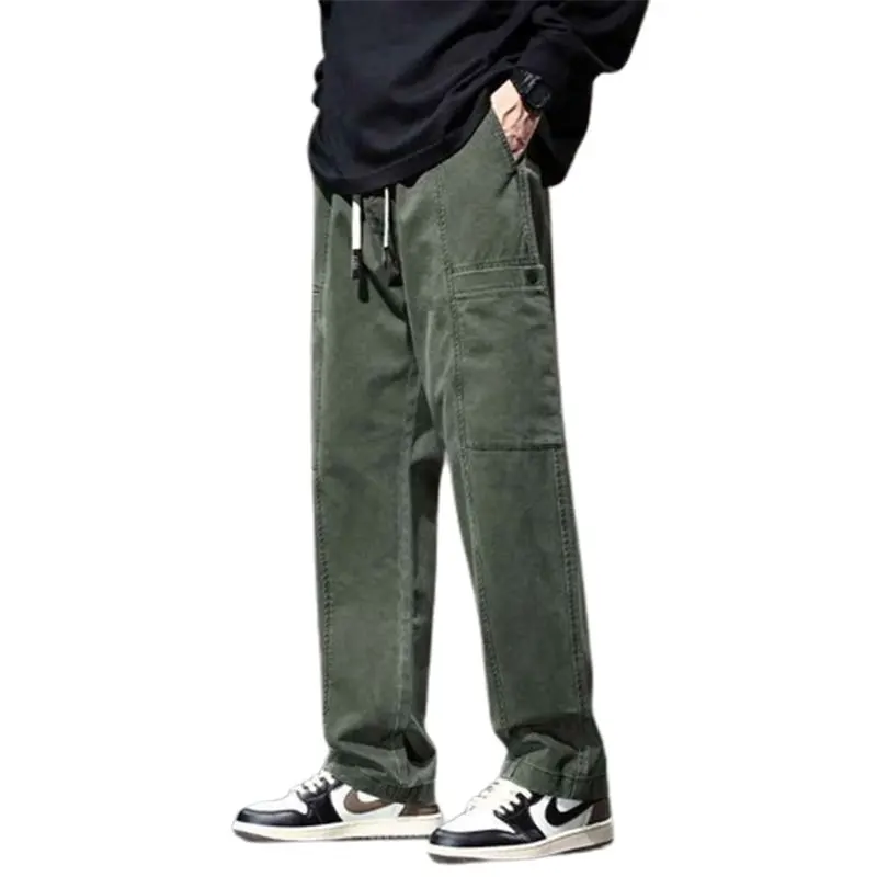Spring Autumn Elegant Fashion Harajuku Slim Fit Ropa Hombre Loose All Match Casual Trousers Solid Straight Leg Wide Leg Pants
