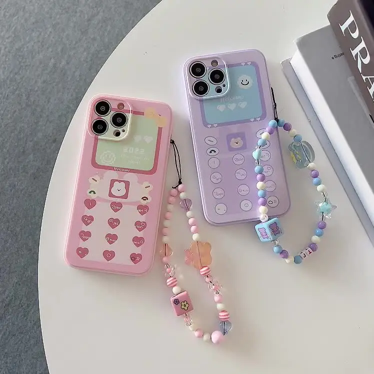 Coque IPhone 11 Avec Lanière Ourson Cartoon Noire + Câble - TechExpert - Protection Silicone
