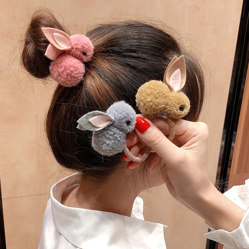 Kawaii plyš králík elastická vlasy kapel pro děťátko dívčí kněžna roztomilá zvířata vlasy guma lanas zajíček dětské vlasy příslušenství