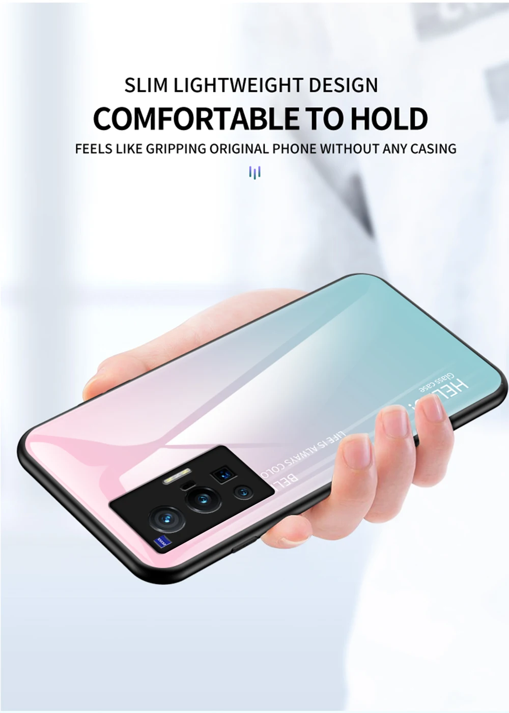 X80 Pro Plus Custodia DECLAREYAO Custodia rigida in vetro per VIVO X70 X60 X50 X30 X27 X23 X20 X9 S Custodia in silicone Ultra sottile Tempere_voghion.com