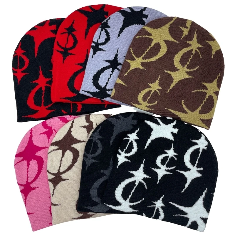 

Elastic Windproof Beanie Hat Knit Gothic Pattern Beanie Hat for Adult Teens