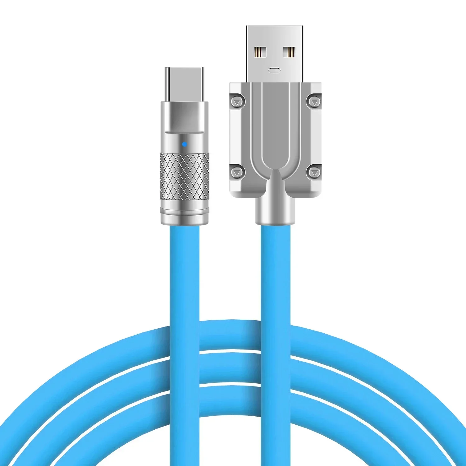 كابل USB-C سريع الشحن بقدرة 120 وات 6 أمبير - سلك من السيليكون السائل من النوع C لهاتف Xiaomi/Huawei/Samsung |   شحن سريع ومزامنة البيانات