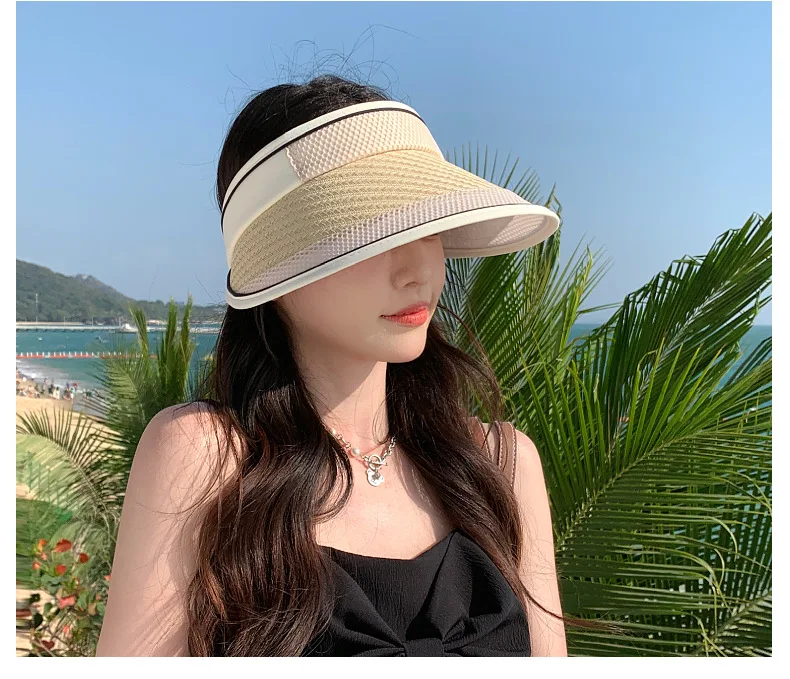 Women's Anti-uv Sun Visor Hat With Large Brim For Face Protection_voghion.com