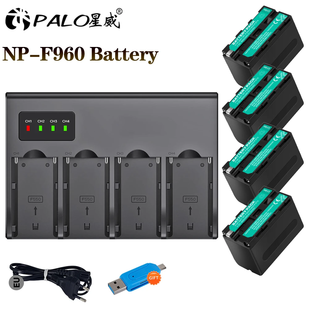 Palo Np-F960 Np-F970 Np F960 Batteria E Caricabatterie Rapido A 4 Slot Per Sony Np-F980 Dsc-S/Dsc-F/Mvc-Cd/Ccd-Trv/Dcr-Dvd/Dcr-Pc/Dcr-Trv