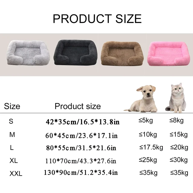 Square Dog Bed Plush Pet Bed Winter Thickened Pad House for Dogs Bed Cat Sofa for Flyffy Dogs Sleeping Bed Sofa Removable Mat 5