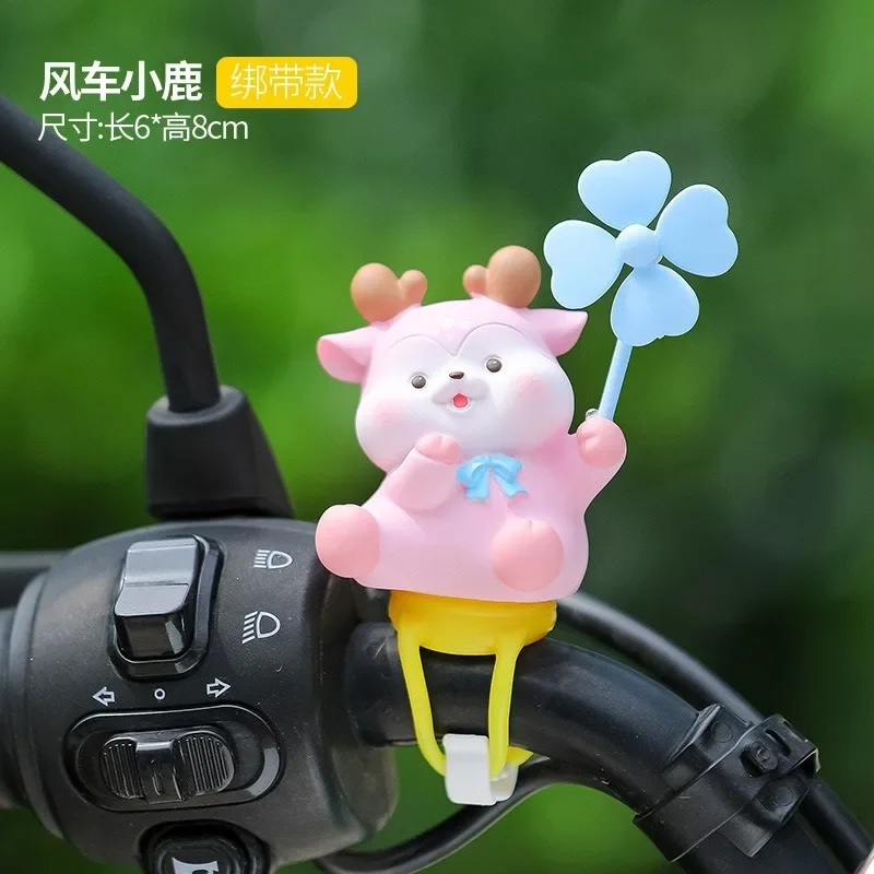 Cartoon Children Bike Handlebar Decorations Novelty Bike Decoration with Stretchable Strap Cute Pink Pig Propeller Bicycle Decor