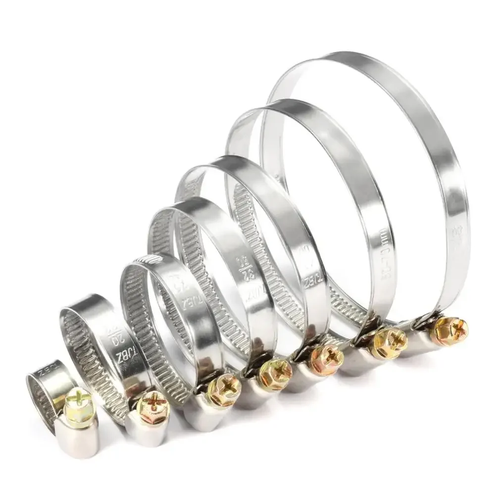 Pipe Clamps 20Pcs/set Stainless Steel Hoop Hose Clips Fuel Hose Worm Drive Durable Adjustable