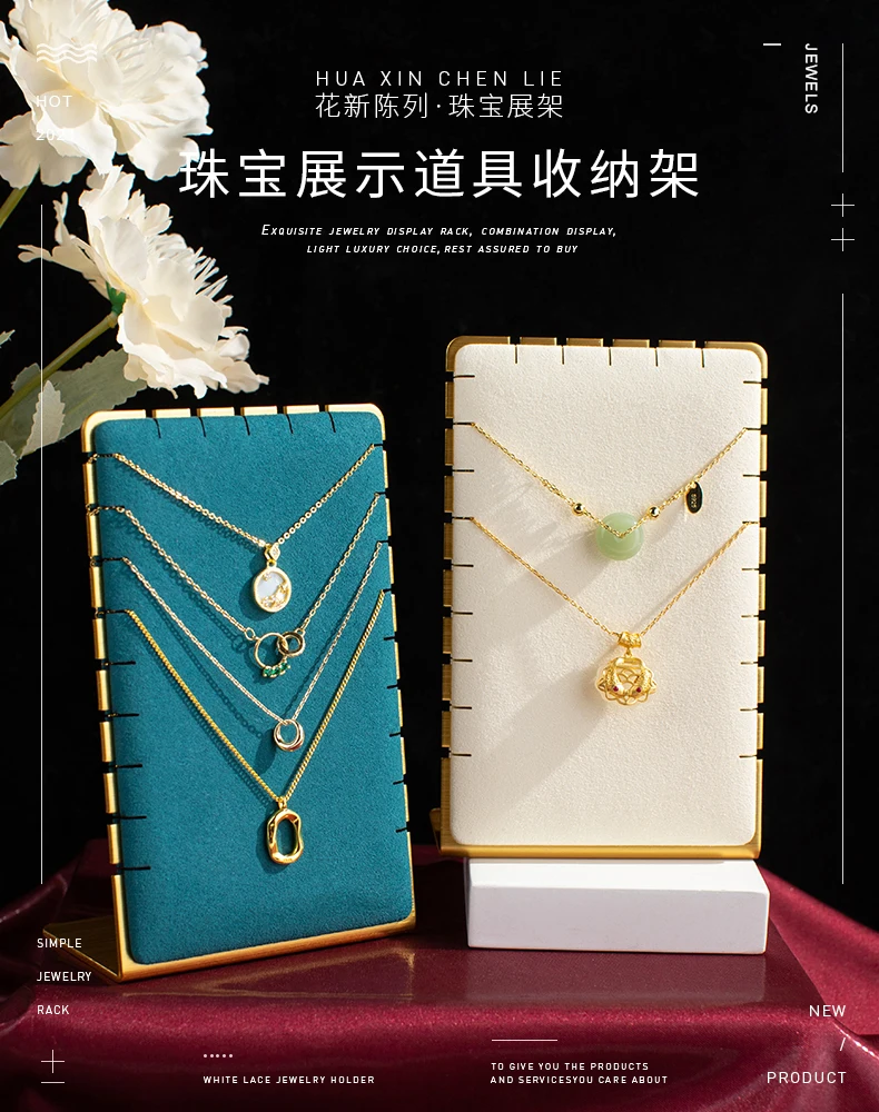 Velvet Metal Necklace Holder Display Stand – Elegant Pendant Show Shelf for Jewelry Pac... - SKU NHDS1049 - UGI Packaging