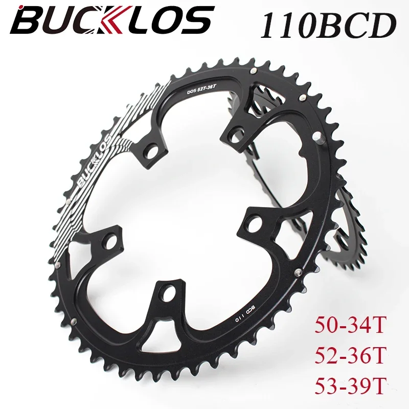 

BUCKLOS 5 Claw 110 BCD Chainwheel Double Speed Road Bike Chainring 50/34T 52/36T 53/39T 110BCD Bike Star for 8/9/10/11S Crankset
