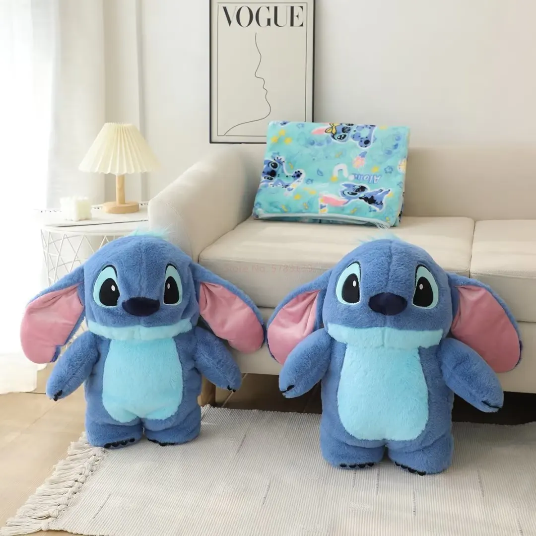 Disney Lilo & Stitch Series Multifunctional Office Plush Doll Throw Pillow Three-in-one Back Cushion With Blanket Xmas Gifts
