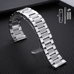 Universal Solid Stainless Steel Watch Band: Elegant Silver Bracelet with Tool - 22mm (Silver)