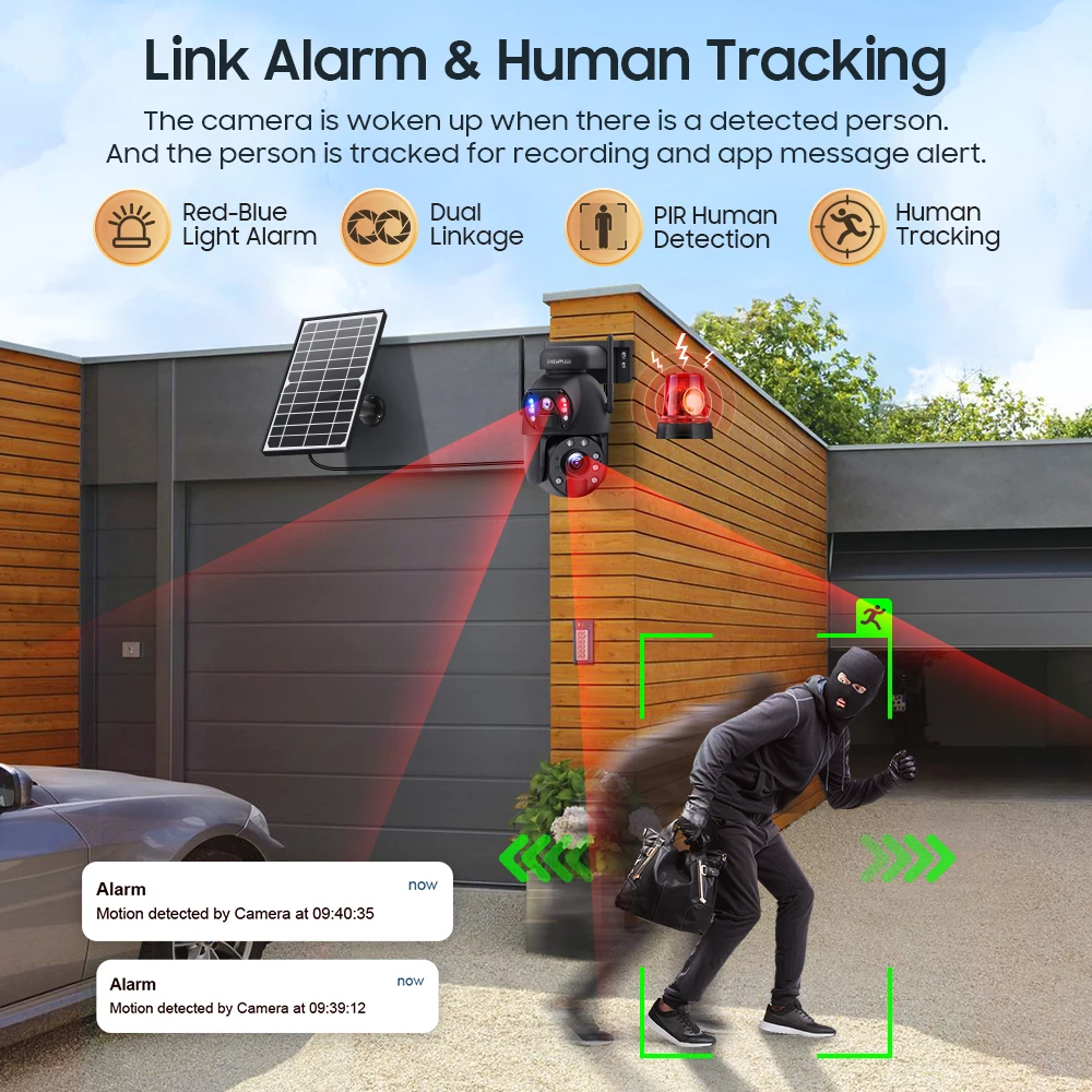 SHIWOJIA 36X Zoom 4G LTE Solar Security Camera 8MP Night Vision