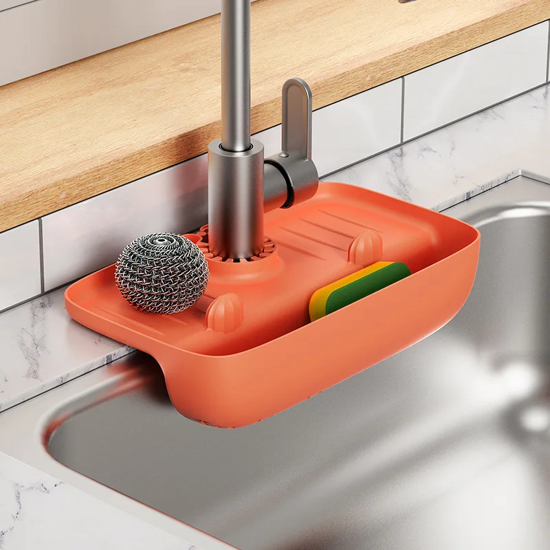 Kitchen Silicone Faucet Mat Sink Sponge Storage Shelf Splash Pad Drain Pad Countertop Storage Tray Bathroom Kitchen Accessories kitchen sink pad kitchen faucet pad