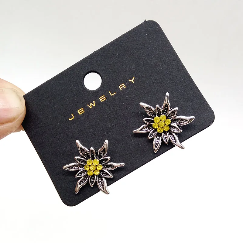 새로운 독일 전통 옥토버 페스트 에델바이스 스터드 귀걸이 여성 쥬얼리에 대한 간단한 패션 빈티지 럭키 라인 석 귀걸이