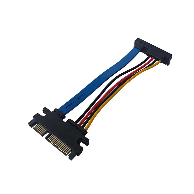 Hard disk cable SATA data power cable 7+15pin22pin male to female 90 degree angle transfer cable