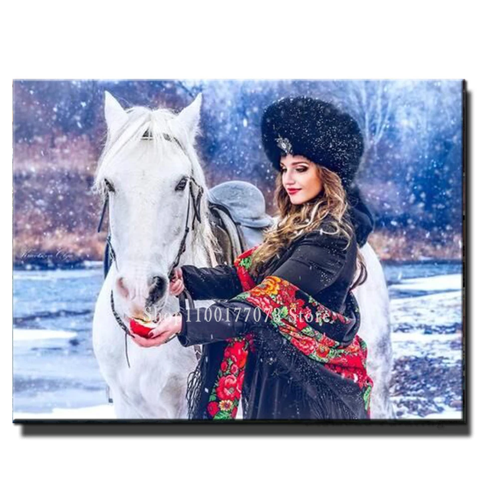 Diamond Painting Horse in Winter, Full Image - Painting