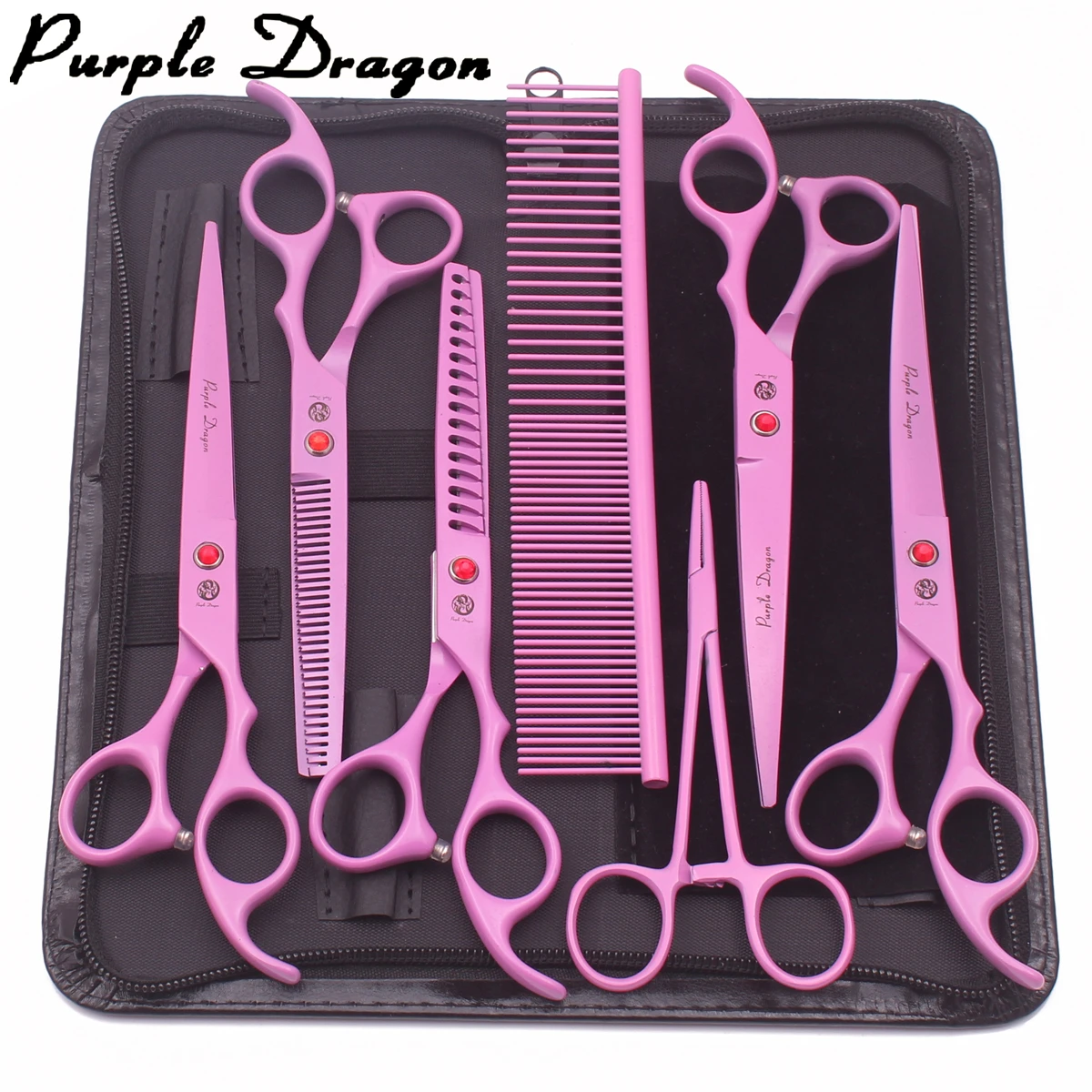 Purple Dragon Hundepflegeschere 6,5" 7" JP Edelstahl Gerade Schere Tierdünnheitsschere Gebogene Hundeschere Chunker Z3003