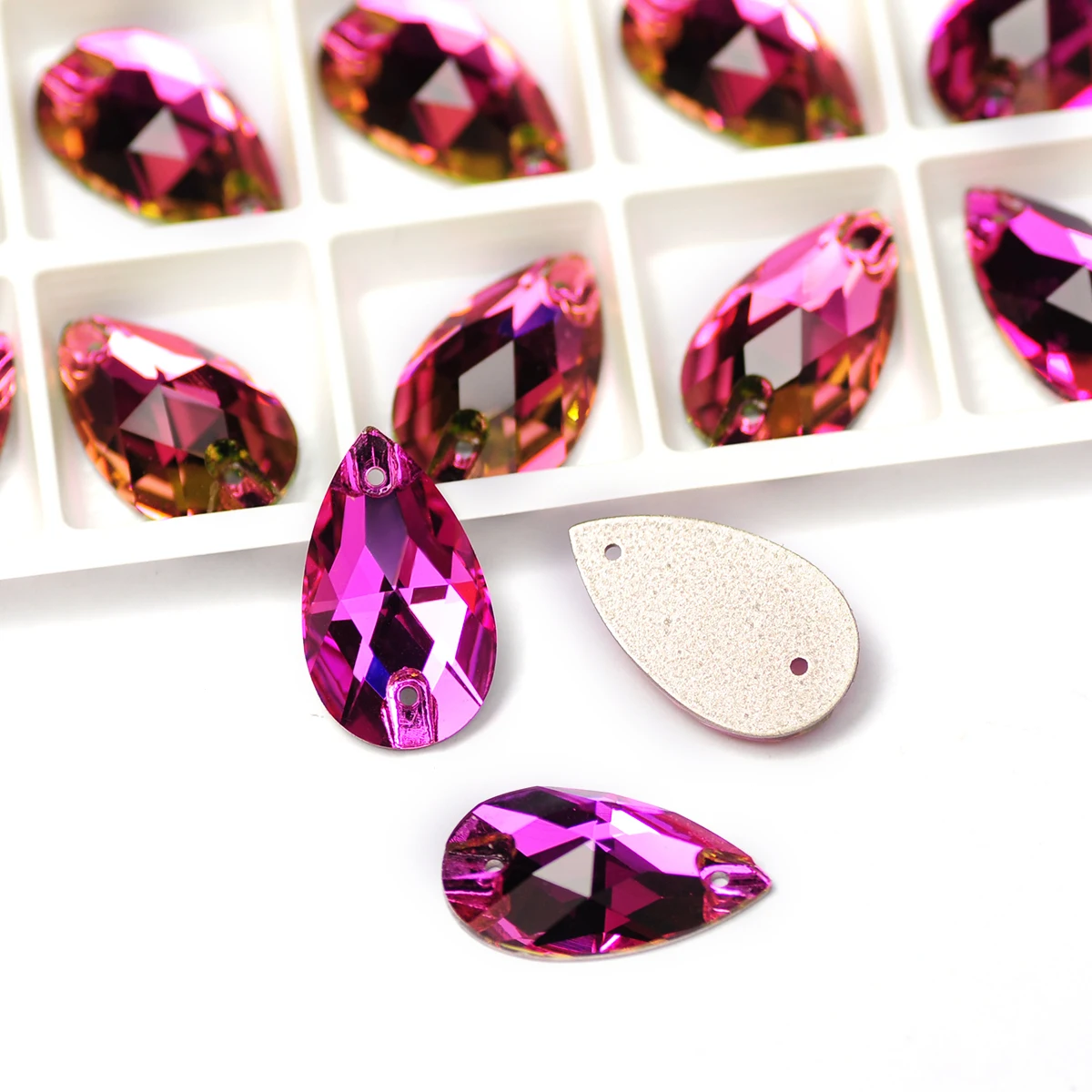 

3230 Fuchsia Drop Flat back Sew On Crystal Glass Strass Clothes Rhinestone For Garment Dress Accessories