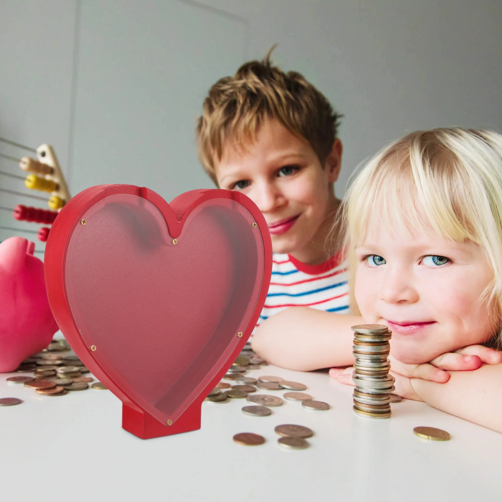 

Piggy Bank Vase Coin Jar for Kids Banks Big Good Looking Heart Shaped Design Saving Plastic Gift Money Holder Baby Small Cash