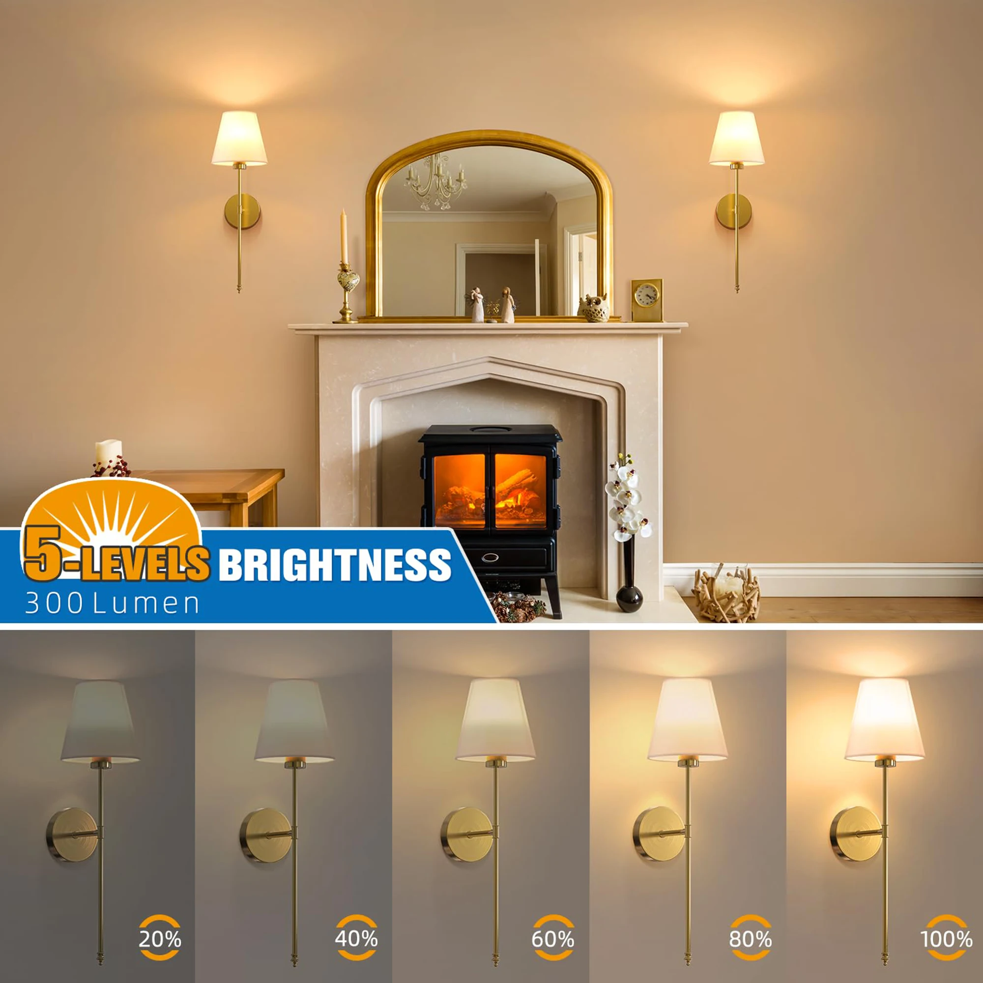 Bedroom Wall Decor Wall Lights Battery Operated Wall Sconces Set