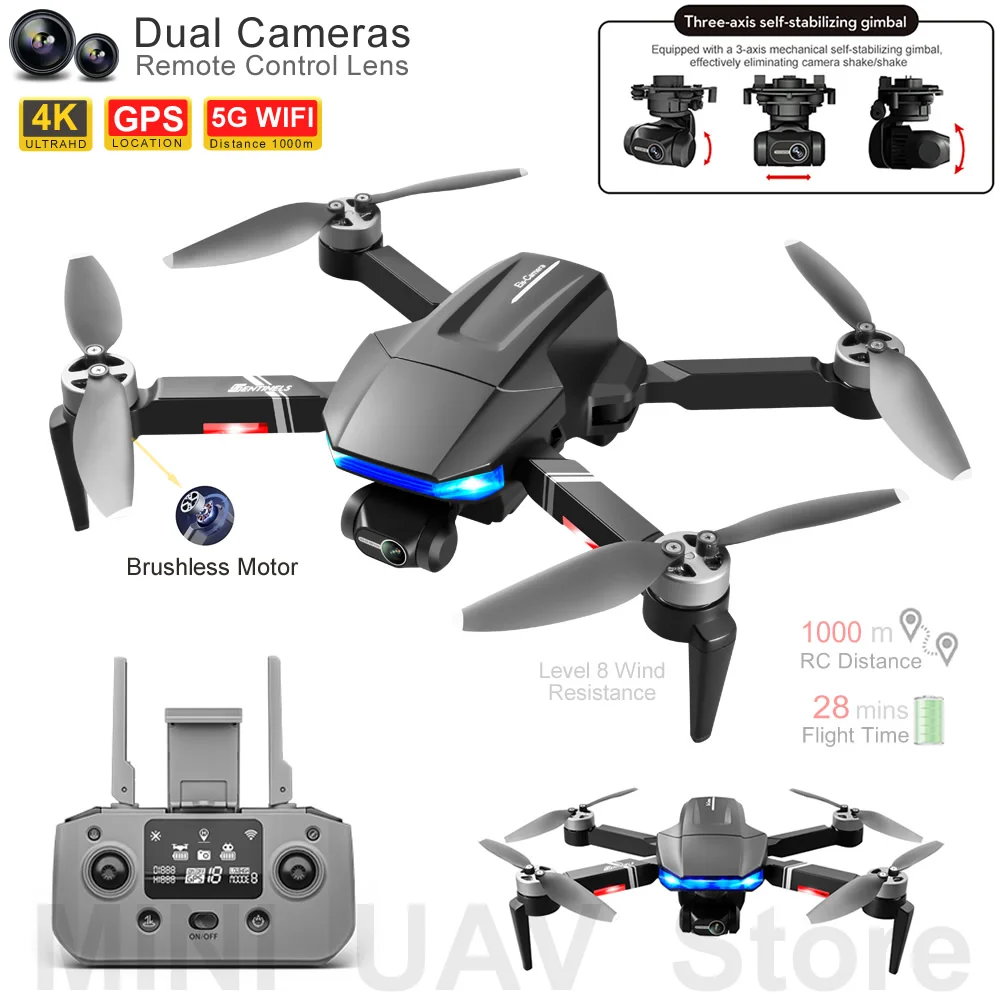 

S7S 3-Axis Gimbal RC Lens 5G GPS Drone 4k Profesional Aerial Photography Brushless Strong Wind Resistance Quadcopter With Camera