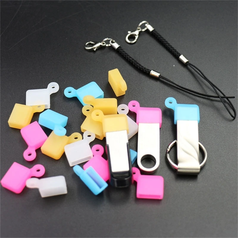 끈이 달린 실리콘 USB 메모리 스틱 커버를 쉽게 부착할 수 있습니다. 일상 사용에 적합한 방수 및 먼지 방지 USB 드라이브 홀더