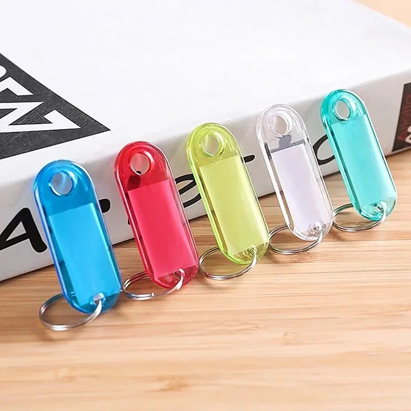 10/30/50Pcs Multicolor Keychain Key ID Label Tags Luggage ID Tags Hotel Number Classification Card Key Rings Keychain 5 Colors