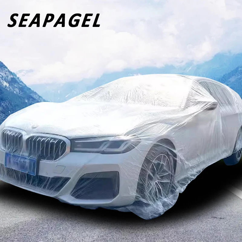 Universal Exterior Waterproof Car Cover disposable plastic PE Automobile Covers Auto Accessories With Elastic Dust Cover Rain Co
