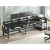 L Shaped Gaming Desk, Power Outlets & LED Strip, Monitor Shelf, Keyboard Tray, Pegboard and Storage Shelves, Reversible Desk 6
