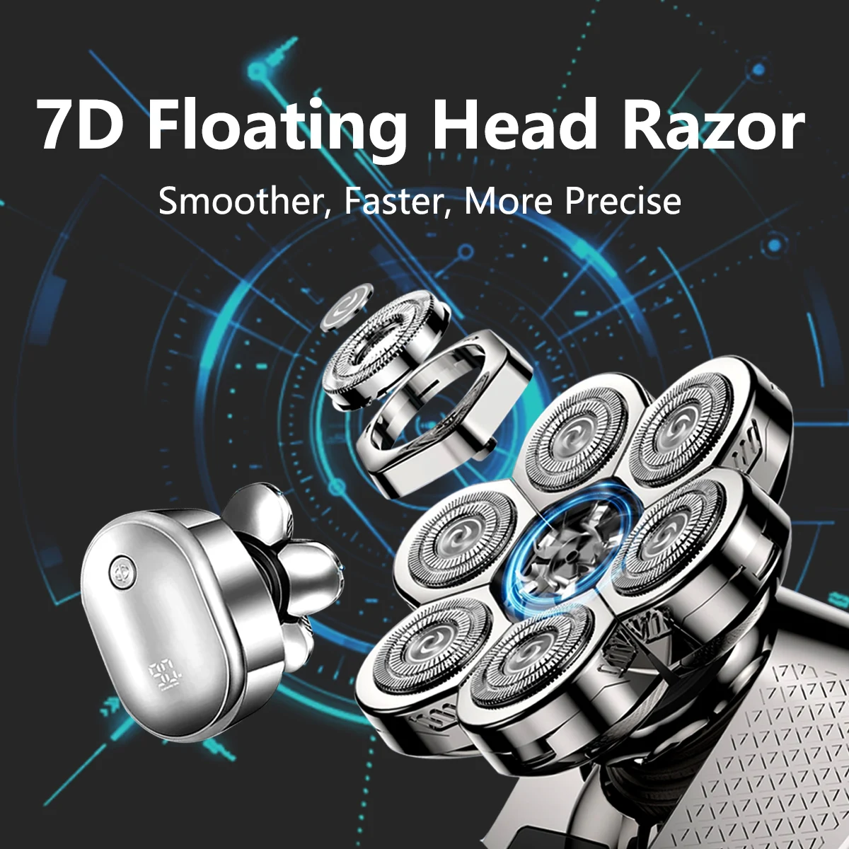 Head Shavers for Bald Men 6-in-1 Waterproof Bald Head Shavers Electric Razor with Hair Sideburns Trimmer Rechargeable  Shavers 2