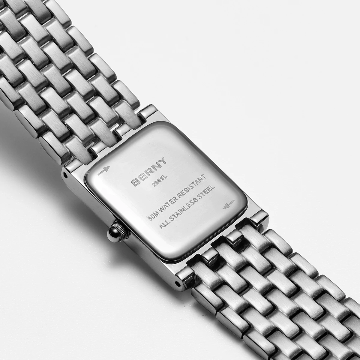 BERNY Uhren für Damen, modisch, luxuriös, rechteckig, lässig, Quarzuhr, massiver Edelstahl, wasserdicht, Mädchen-Armbanduhr – Detail 7