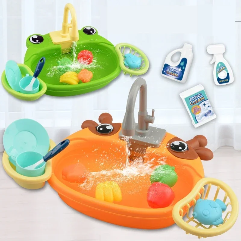 Kitchen Sink Toys Pretend Play Electric Dishwasher Mini Kitchen Food Household Toy Playset Children Role Play Kids Girl Toys